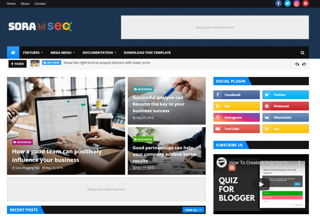 Sora Seo 2 Premium Blogger Template Free Downlode 2024